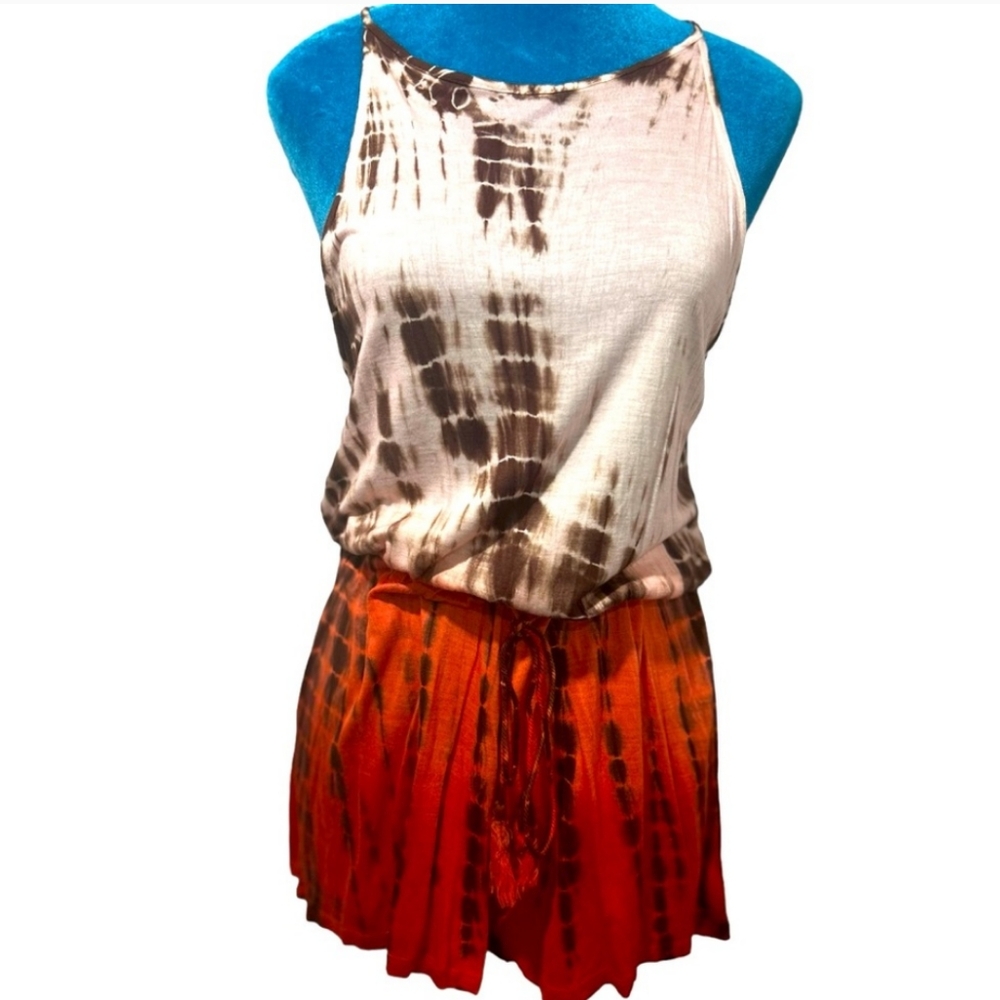 Tie Dye shorts romper by Raviya / summer boho romper / boho festival romper/ MED